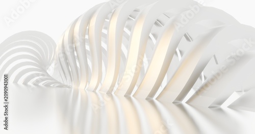 3d render abstract architecture background building curved shape