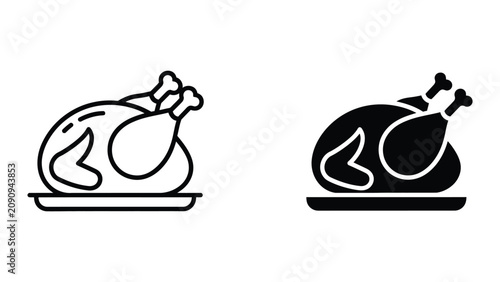 Canvastavla Professional Minimal Vector Icon Roasted chicken on platter icon set Editable St