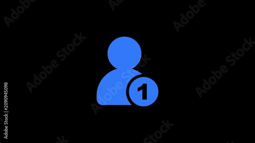 User Profile Notification Badge 1 New Message Pending Alert Blue animation