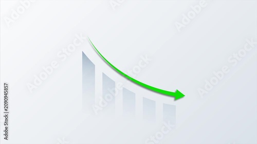 Down arrow business graph chart animation. Loss business graph icon animation. Going down graph chart animation 4k animation on white background
