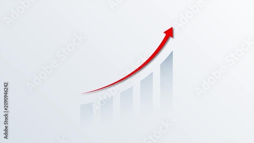 Business growth concept in graph chart animation, Business graph with rising arrow icon. Upward trend business growth animation 4k