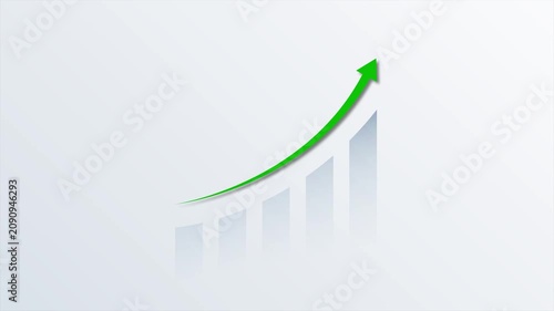 Business growth concept in graph chart animation, Business graph with rising arrow icon. Arrow up graph icon animation. Upward trend business growth animation 4k