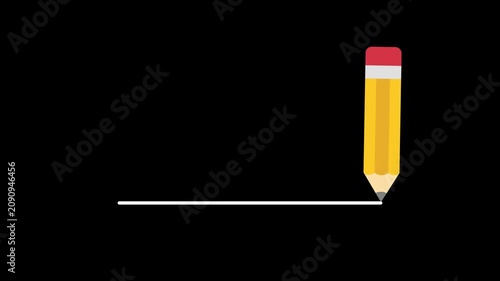 Digital animation of yellow pencil icon against black background 4k animated