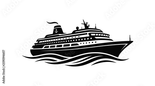 Photos Cruise ship vector illustration of a large passenger liner sailing on ocean wave