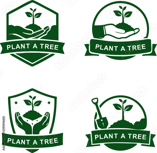 Set of four vector illustrations promoting tree planting