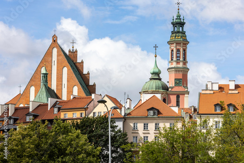 Obraz na płótnie Warsaw, historic buildings of the Old Town, view from the banks of the Vistula River