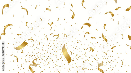 Obraz na plátně Celebratory gold confetti and particles fill the air in a festive scene