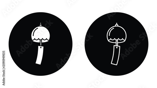 Canvastavla Professional Minimal Vector Icon Japanese furin wind chime bell icon outline and