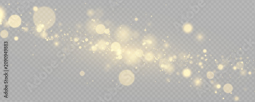 Floating light spots, lens flare and sparks texture. Gold bokeh awards glamour background. Abstract golden light burst. Christmas holiday vector concept png.