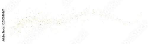 Quadro su tela Festive light particles with yellow glitter dust on white background