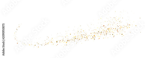Foto Festive light particles with yellow glitter dust on white background