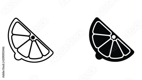 Fotografie Professional Minimal Vector Icon Citrus fruit slice wedge vector icon set Editab