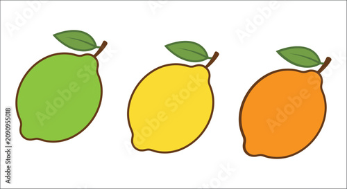 Foto Three citrus fruits a lime lemon and orange in a colorful vector illustration fr