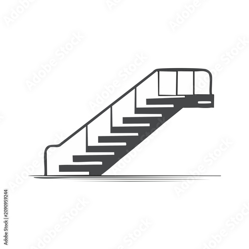 Modern stairway with handrail depicted in a minimalist graphic style