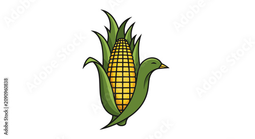 Creative corn cob and bird fusion logo design.