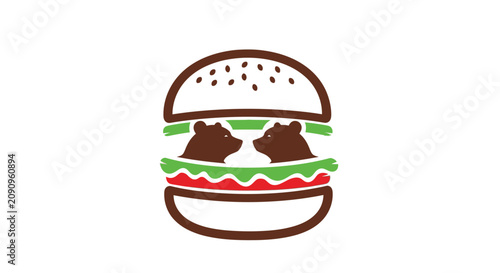 Creative hamburger logo featuring two bear silhouettes as patties.