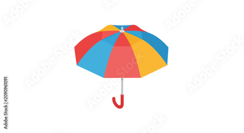 Colorful striped umbrella for protection against rain