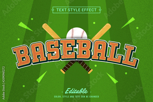 Baseball Tournament Typography Graphic Style with Ball, Crossed Bats and Dynamic Green Sports Background