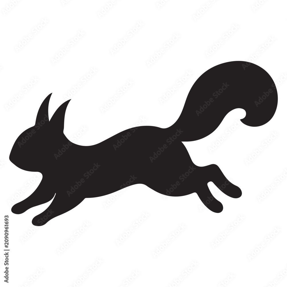 Fototapeta premium Running Squirrel Black Silhouette Animal Vector Icon