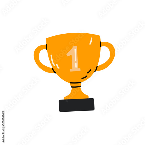 Vector image of a winner's cup symbolizing first place, in doodle style