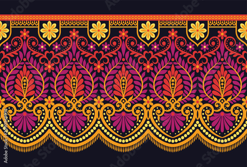 flower pattern design background seamless with floral embroidery and ribbon details for wedding cards, invitations, and vintage textile designs