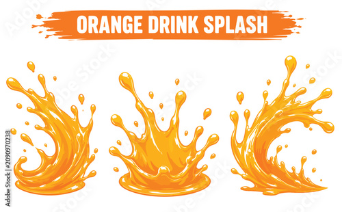 Fresh Orange Juice Splash Editable Liquid Vector Collection