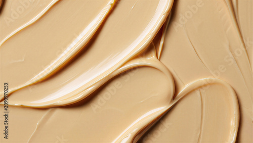 Smooth beige foundation makeup texture closeup