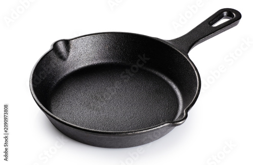 Cast iron mini frying pan isolated on white background. With clipping path.