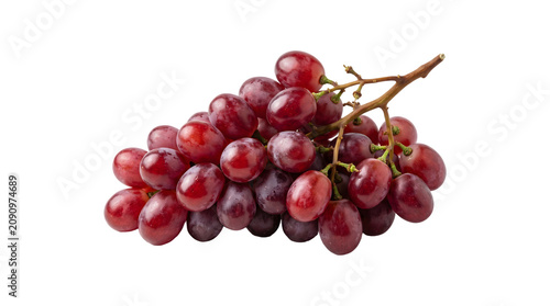 Bild auf Leinwand Red grapes bunched tightly together with glossy skin and a curved woody stem bra