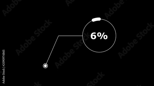 Clean Progress Bar Animation Showing 1% to 10% Data .Circular percentage progress bar on transparent background. 4k - Alpha Channel