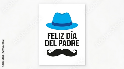 Feliz dia del padre fathers day greeting card design with mustache, greeting