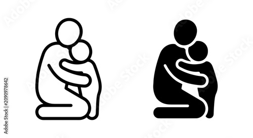 Konstfotografi Parental Embrace Icons: Loving Hugs, Family Care, Support Symbol, Vector Art, Si