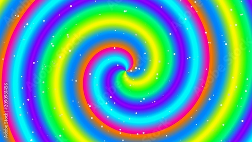 Colorful Rainbow Spiral Holographic Abstract Background with Psychedelic Gradient