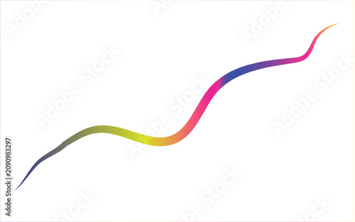 Colorful gradient wave line, multicolor swoosh curve, rainbow swirl shape, abstract vector design element