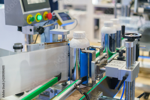 Automated Bottle Labeling Machine on Production Line