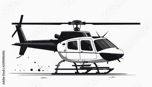 Foto Black and white helicopter illustration side.