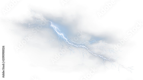 Foto Blue and white lightning bolt isolated on transparent background with bright blu