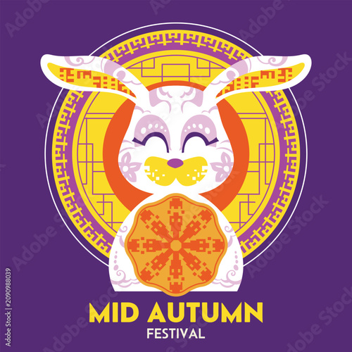 Mid Autumn festival modern cartoon Illustration