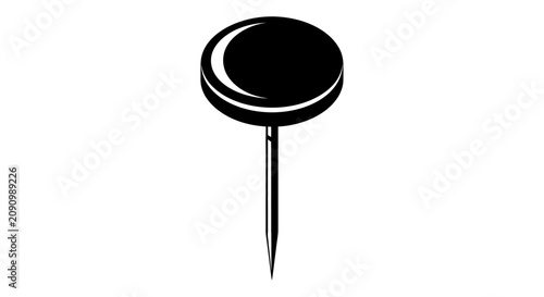 Quadro su tela Black push pin, thumbtack icon, vector graphic, office supply