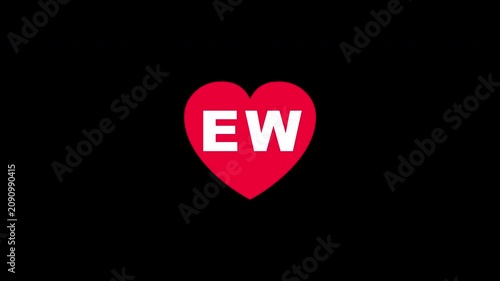 Pulsing Red Heart Icon With Ew E+w E W Breathing Love Symbol Loop Animation On Black Background