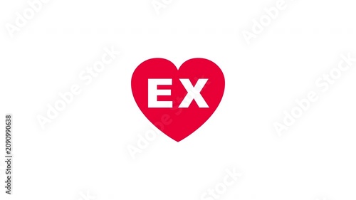 Pulsing Red Heart Icon With Ex E+x E X Breathing Love Symbol Loop Animation On White Background