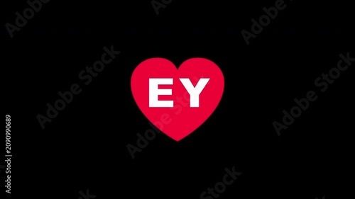 Pulsing Red Heart Icon With Ey E+y E Y Breathing Love Symbol Loop Animation On Black Background