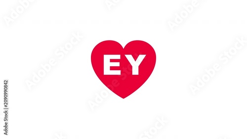 Pulsing Red Heart Icon With Ey E+y E Y Breathing Love Symbol Loop Animation On White Background