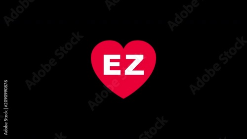 Pulsing Red Heart Icon With Ez E+z E Z Breathing Love Symbol Loop Animation On Black Background