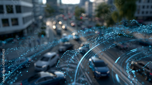 A clean futuristic traffic monitoring system concept on a bright background traffic monitoring futuristic transportation technology smart city sensors automotive