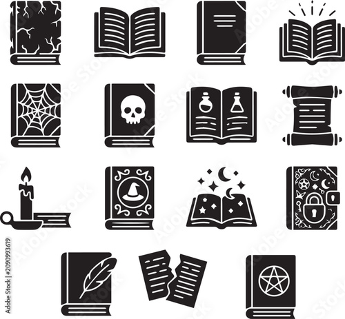 vector set of black and white icons