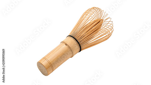 Traditional bamboo matcha whisk chasen authentic tea ceremony tool isolated on transparent background cut out Png