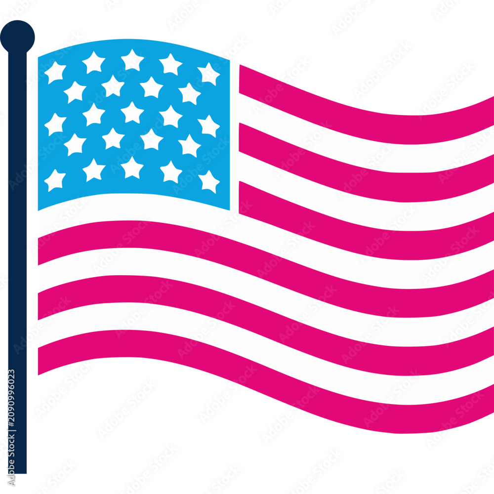 Obraz premium Waving American Flag Icon Vector