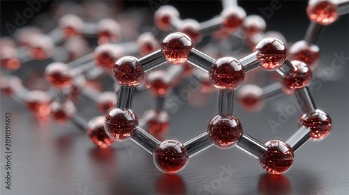Abstract Representation of Molecular Structure with Red Spheres