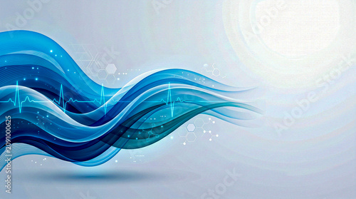 Modern healthcare background with blue medical wave design